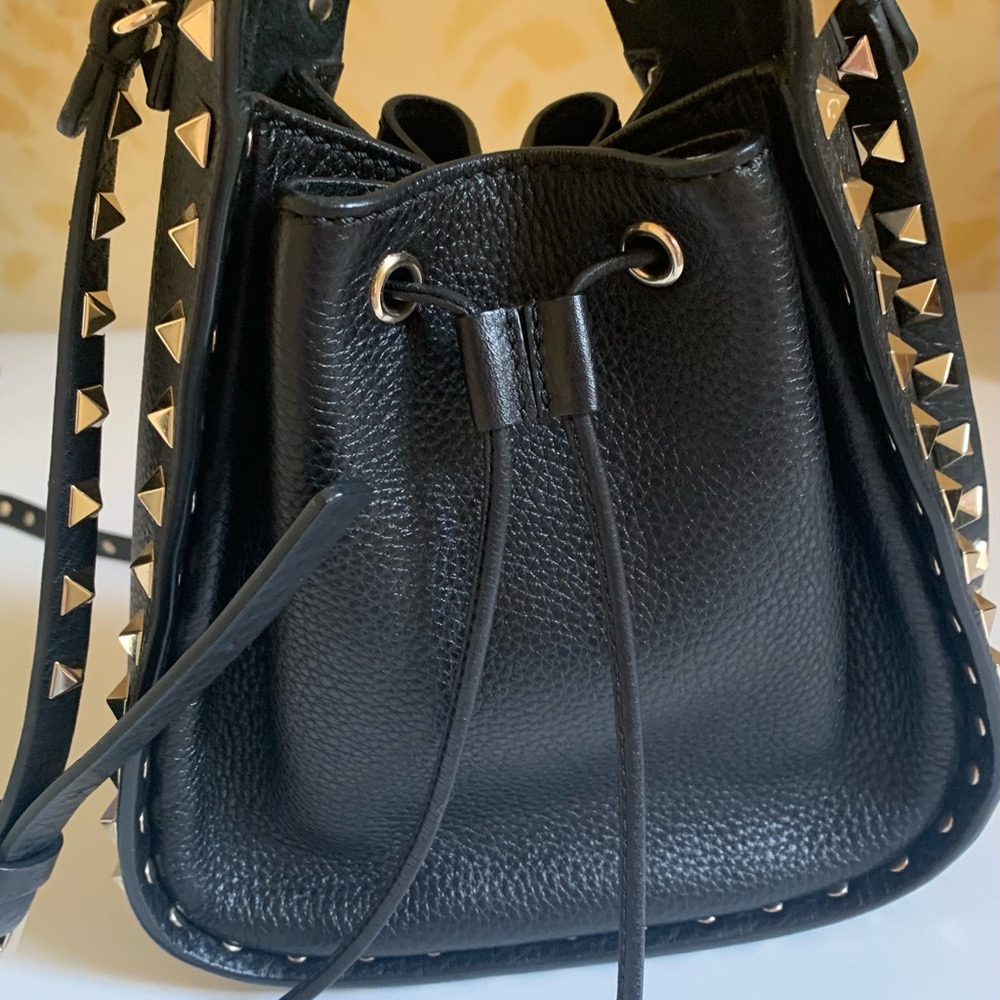 Valentino Leather & Suede Rock-Stud Bucket Bag